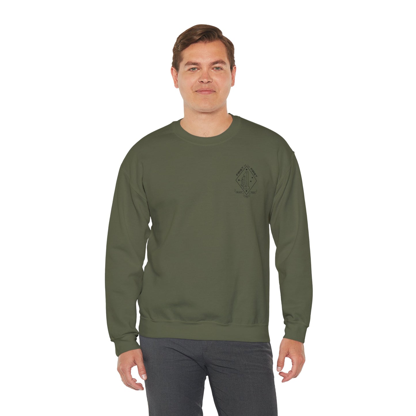 1st Battalion 1st Marines Weapons Co. Green Unit Crewneck Sweater